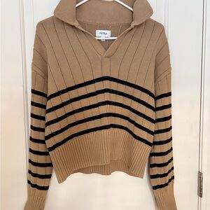 Pistola V-Neck Sweater in Tan and Black Stripes